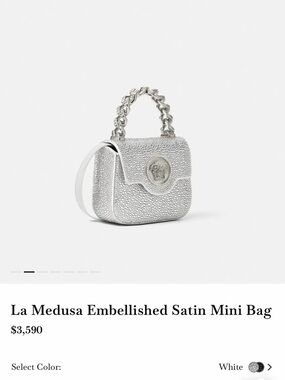 Versace La Medusa Crystal-Embellished Mini Bag in Silver-White